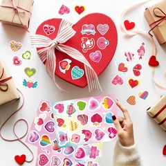 Valentines Stickers 24 Sheets Colorful Love Heart for Kids,
