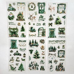 Christmas Stickers 6 Sheets Green Junk Journal Collage Planner Scrapbook Cards