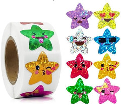 500Pcs Multicolor Stars Stickers, Star Sticker Roll Self Adhesive Glitter Sparkl