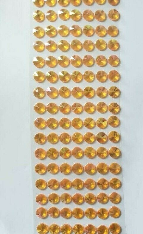 CraftbuddyUS 112 pcs x12mm(16 Stripes)Self Adh Pointed Round Gems,Color-AB GOLD