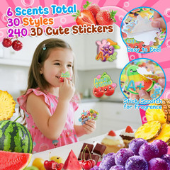 240 Pcs 3D Large Food Scratch and Sniff Stickers for Kids and Classroom