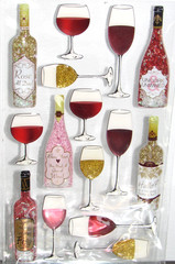 NEW PEGATINAS RECOLLECTIONS ALCOHOL MARGARITA WINE BOTTLE THEME 3D STICKER LOT