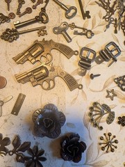 CRAFTERS MUST SEE!! Massive Metal Embellishment Lot For Mixed Media/scrapbooking