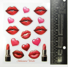 Lips Hearts & Lipsticks Sticker Sheet
