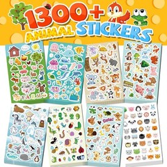 Vibrant 1300+ Animal Stickers with 8 Sheets for Kids – Fun Learning & Crafting