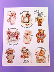 vintage Hallmark teddy bears sticker sheet