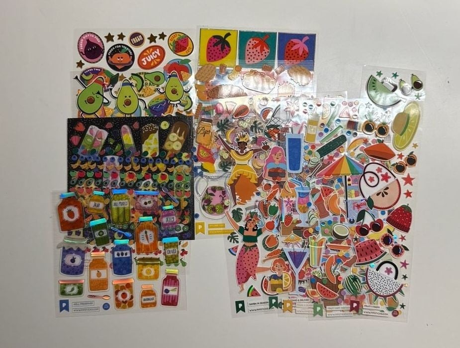 Lot of 13 Pipsticks Sticker Sheets – July 2023 Summer Fruit/Food Series