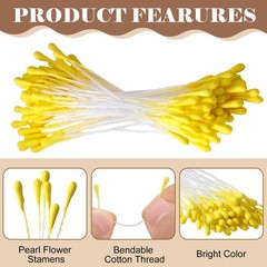Winsyison 800pcs Double Heads Stamens for 2mm tip, 59mm length, Yellow-800pcs