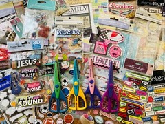 Mixed Lot of 39 Scrapbook Assorted Embellishments + 4 Provo Craft Scissors