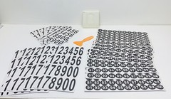 10 Sheets 1 – 100 Round & 1 -10 Sq Number Stickers Self Adhesive+ ABC Stencils