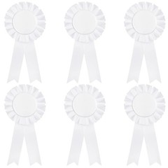White Blank Award 1st Place Rosette Prize Winner Recognition Ribbons 6 PCS