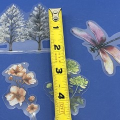 Floral Die Cut Stickers Clear Dragonfly Trees Flowers Pink Green Purple White
