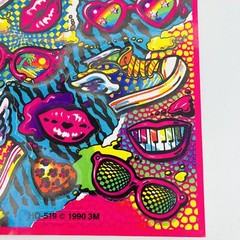 Vintage 1990 3M Sticker Sheet Rainbow Colors Sunglasses Lips Winged Sneakers