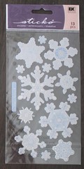 New Sticko scrapbook stickers White Blue Silver Vellum SNOWFLAKES 13 pieces