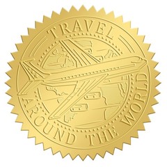 2″ Gold Foil Sticker Airplane 100pcs Certificate Seals Gold Embossed Round Em…