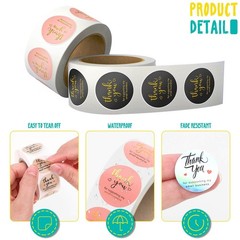 3000Pcs 1inch Thank You Stickers, 6Rolls Stickers Small Business, for Support…