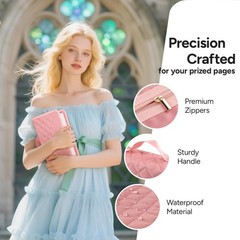 Pink Bible Cover Case Adjustable Waterproof Quilted with 75 Tabs Medium NEW