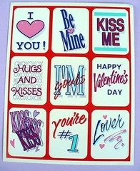 VINTAGE 1990 SANGAMON HEARTS LOVE BE MINE KISS ME 9 STICKERS 1 SHEET