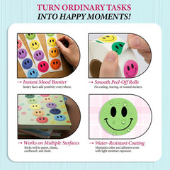 1000 Smiley Face Reward Stickers – 1 Inch round Multicolor Classroom Labels