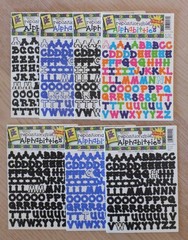 6 New Repositionable Alphabitties Alphabet Letters & Numbers, & 7 Partial Sheets