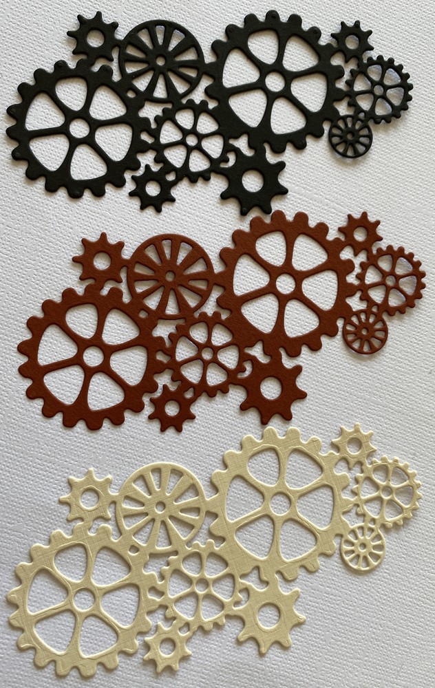 SMALL GEAR Die-Cuts(3pc)Steampunk •Cogs•Sprocket•Earthtone•Machine •Antique•Spin