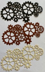SMALL GEAR Die-Cuts(3pc)Steampunk •Cogs•Sprocket•Earthtone•Machine •Antique•Spin