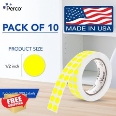 Perco Neon Yellow 0.5 Inch Dot Stickers 10 Rolls