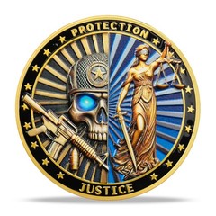 5 Pcs Police Challenge Coin – Skeletons and Goddess of Justice Challenge Coin…