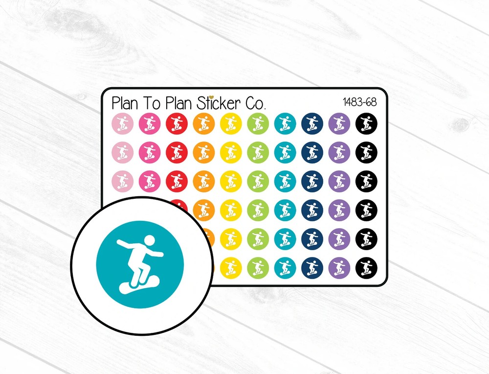 1483-68~Snowboarding Icon Planner Stickers.