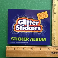 Vintage 80s Gordy Glitter Sticker Mini Album Scratch & Sniff Prism Silver Glow