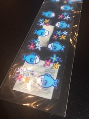 Rare Vintage Clear Cute Blue Fish Sticker Sheet Made In Japan