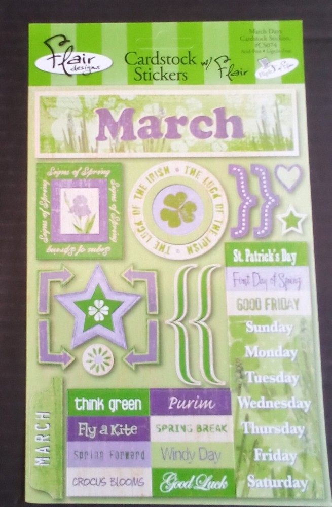 flair design cardstock stickers March flip with flair