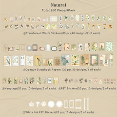 260 PCS Vintage Scrapbooking Supplies Aesthetic Journaling Kit,Large Collection