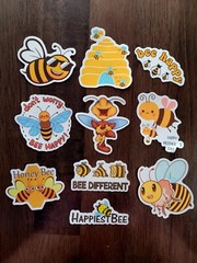 STICKERS x 10 Honey Bee Positive Apiculture Beehive Cartoon Sticker BEH3