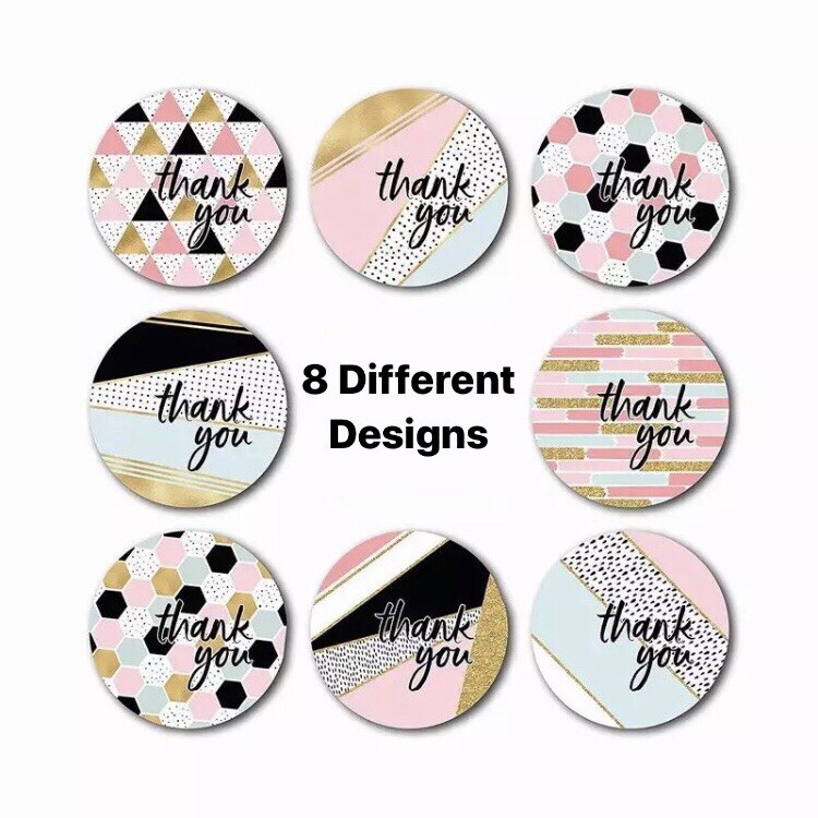 50 Assorted 1 Inch Thank You Stickers