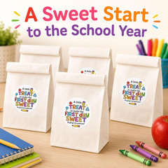First Day of School Treat Stickers, 60 PCS 2 Inch round | Teacher Welcome Labels