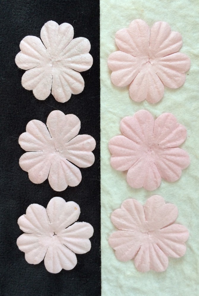 20 Pale Pink Handmade Mulberry Paper Flowers Petals Baby Girl shower cards 1″
