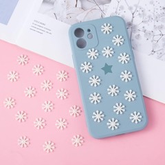 100 Pcs Tiny Glitter Christmas Snowflakes ABS Pearl-like Snowflake White Garland