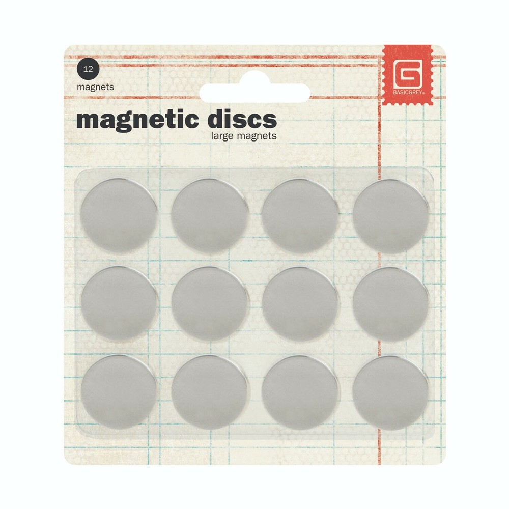 BasicGrey MET-522 Magnetic Discs/small magnets for crafting/presentations/.625”