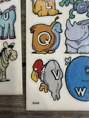 Vintage American Greetings Alphabet Animal Stickers 4 Sheets Self-Adhesive