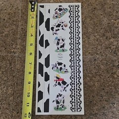 NRN Designs Cow Border Scrapbook Sticker ROLL, Cow Stickers Moo Farm