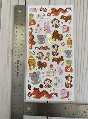Stickers Chinese New Year Lunar Calendar Animals Matte Finish Paper Foil Accents