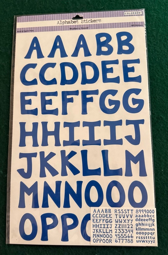 Colorbok Maga Casual Blueberry Blue Alphabet Stickers Letters & Numbers School
