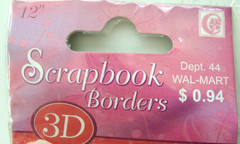 Set of 2 pkgs Long 12″ Borders Hearts Love Red/Wt 3D Scrapbook Stickers Walmart