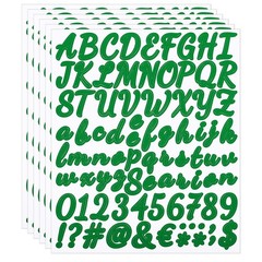 Alphabet Letters Numbers Stickers, Self Adhesive Cursive, Dark Green 6 Sheets