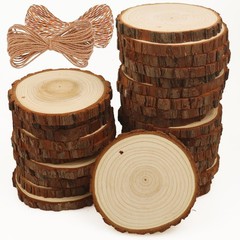Natural Wood Slices 30 Pcs 3.5-4 Inches Craft Unfinished Wood Kit Predrilled …