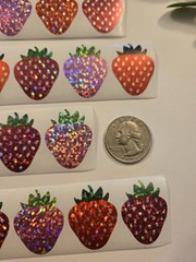20 STRAWBERRY STICKERS/GLITTER STRAWBERRY STICKERS/SUMMER FRUIT STICKERS