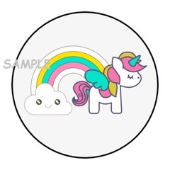 30 CUTE RAINBOW UNICORN & CLOUD ENVELOPE SEALS LABELS STICKERS 1.5″ ROUND