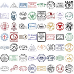 Vintage Passport Stamps Transparent Stickers 60 Pack Passport Travel Stamp Gloss