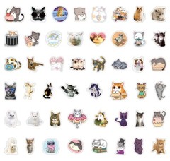 100 pcs Cute Cat Stickers, Hydro flask laptop no residue, 086